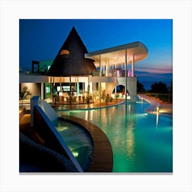 Modern House At Dusk Canvas Print