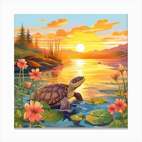 Turtle In The Water Canvas Print