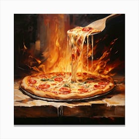 Pizza On Fire Canvas Print