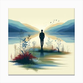 Man Standing In Water 1 Canvas Print