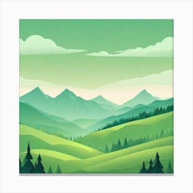 Misty mountains background in green tone 91 Canvas Print