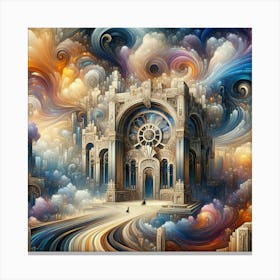 fleeing to the temple before the storm Canvas Print