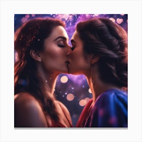 Two Women Kissing Canvas Print