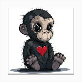 Chimp With Heart 3 Canvas Print