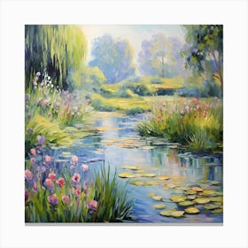 Serenity Strokes: Irises in Monet's Palette Canvas Print