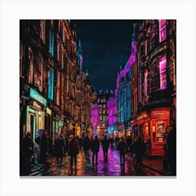 Edinburgh Street At Night Canvas Print