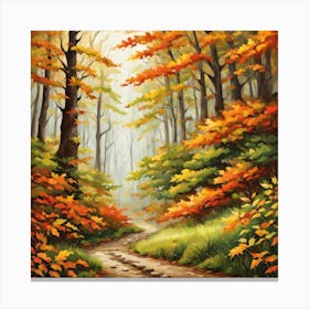 Forest In Autumn In Minimalist Style Square Composition 161 Canvas Print