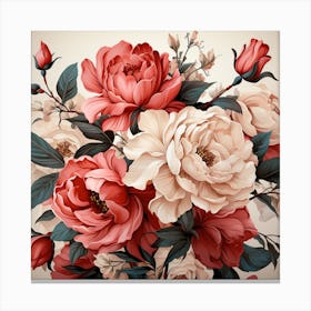 vintage flower art work Canvas Print