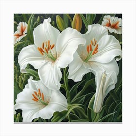 White Lilies Art Canvas Print