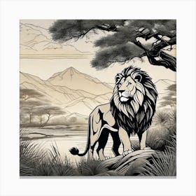 Lion In The Wilderness Canvas Print