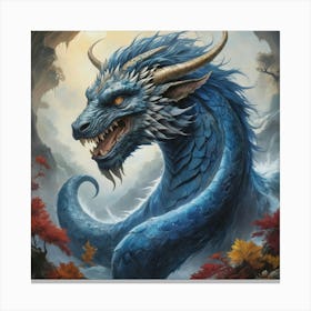 Blue Dragon Art print paintings Canvas Print