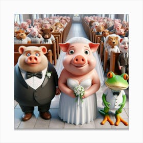 Pigs In Wedding Dress Canvas Print