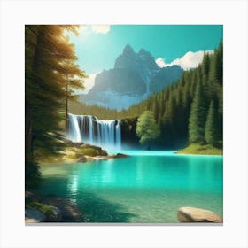 Waterfall In The Mountains 46 Canvas Print