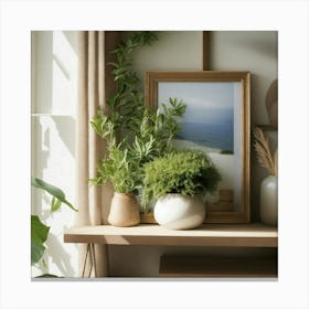 Living Room With Plants 4 Canvas Print