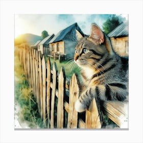 Watercolor Of A Cat Canvas Print