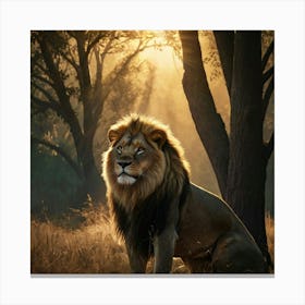 Lion In The Forest 5 Canvas Print