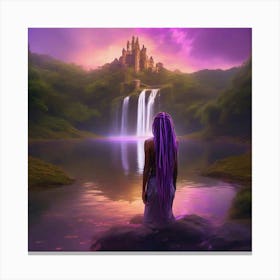 Fantasy Girl Looking At A Waterfall Canvas Print