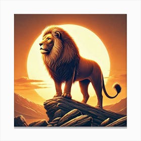 Lion And The Moon Canvas Print