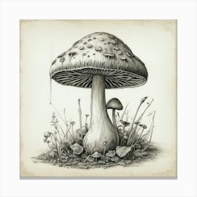 Mushroom Drawing Canvas Print