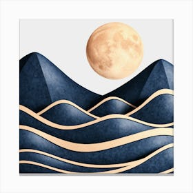 Moon And Waves 20 Canvas Print