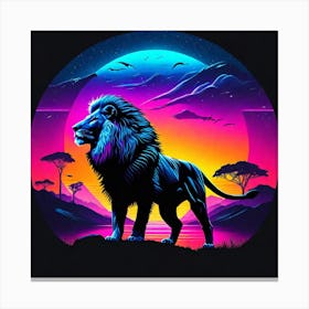 Lion In The Sunset Canvas Print