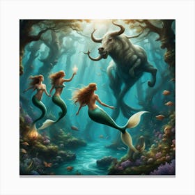 Mermaids In The Forest Canvas Print