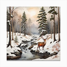 Deer In The Woods Canvas Print