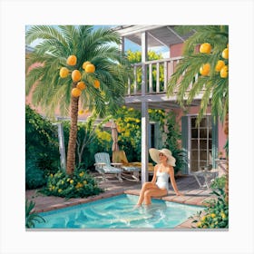 Moroccan Oasis Tranquil Retreat By The Pool (3) Canvas Print