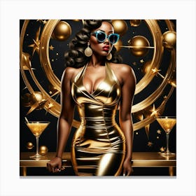 Golden Woman With Glasses Canvas Print