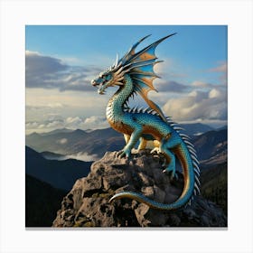 Firefly Majestic Iridescent Dragon On Mountain Peak 19519 (2) Canvas Print