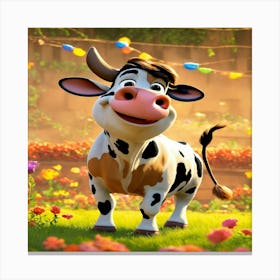 Cow In The Grass Canvas Print