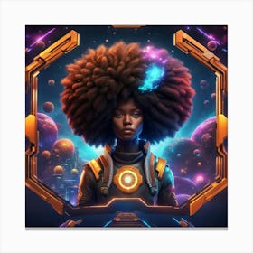 Afro Girl In Space Canvas Print