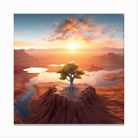 Lone Tree In Desert 1 Canvas Print