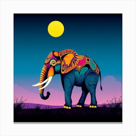 Elephant At Night Canvas Print