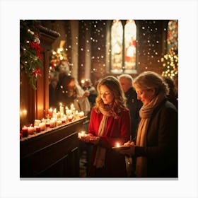 A Serene Christmas Eve Service Parishioners Immersed In Expressions Of Spiritual Surrender Engulfe (5) 1 Canvas Print