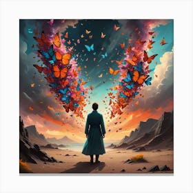 Surrealism Art Style Butterfly Storm Imagine A Storm Of Colorful Butterflies Swirling Around A Solit 2957115378 Canvas Print