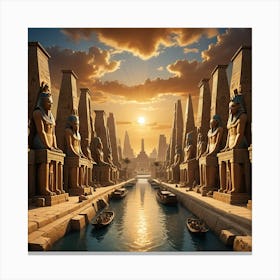 Egyptian Temples At Sunset 2 Canvas Print