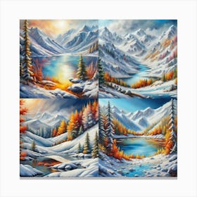 Montain lac oil painting abstract painting art 14 Canvas Print