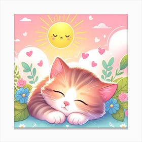 Cute Kitten Sleeping In The Sun Canvas Print
