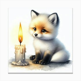 Little Fox With Candle Canvas Print