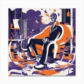 Drew Illustration Of Scream Man On Chair In Bright Colors, Vector Ilustracije, In The Style Of Dark (3) Canvas Print