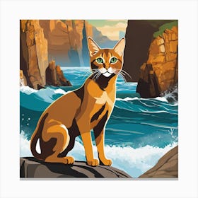 Cat On The Rocks Canvas Print