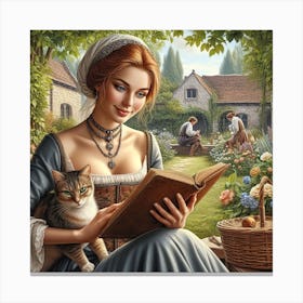 Lady Reading A Book Canvas Print