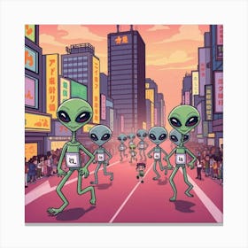 Aliens In The City Canvas Print