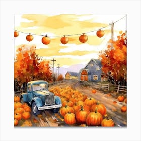 Pumpkins Festival Farmouse Canvas Print