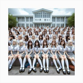 School Girls In Uniform Canvas Print