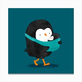 Dad Penguin With Baby Canvas Print