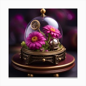 Clockwork Flowers In A Glass Dome Canvas Print