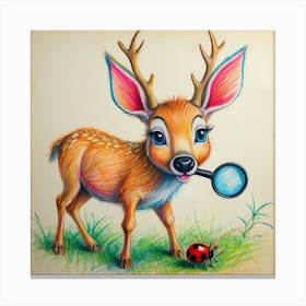 Little Deer With A Magnifying Glass Canvas Print