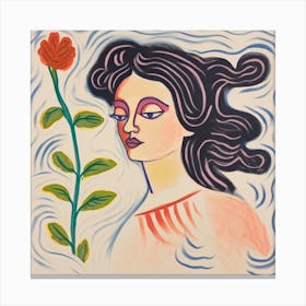 Woman With A Rose Canvas Print